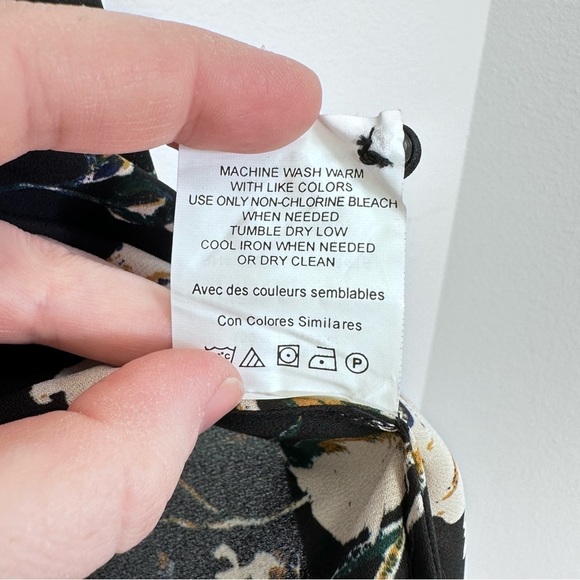 A Pea in The Pod Black Floral Popover Blouse Career Office Casual Size M NWT - Picture 7 of 8